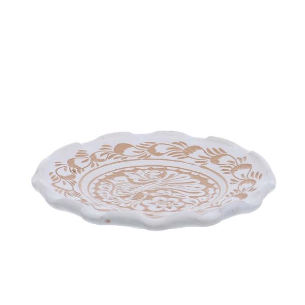 Farfurie traditionala ceramica alba de Corund 16 cm