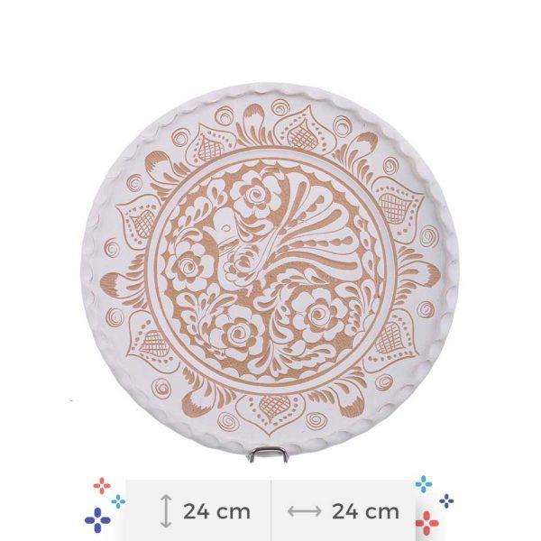 Farfurie traditionala ceramica alba de Corund 24 cm