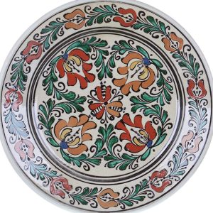 Farfurie traditionala ceramica colorata de Corund 30 cm, modele unicat
