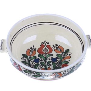 Castron cu manere ceramica traditionala colorata Corund 20 cm