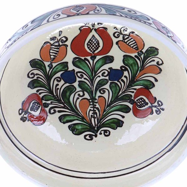 Castron cu manere ceramica traditionala colorata Corund 20 cm