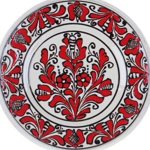 Farfurie traditionala ceramica rosie de Corund 19-21 cm