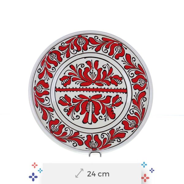 Farfurie traditionala ceramica rosie de Corund 24 cm