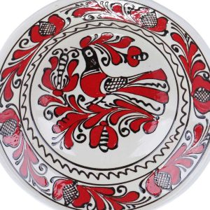 Farfurie traditionala adanca ceramica rosie de Corund 21 cm