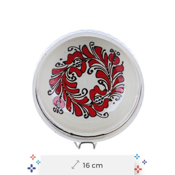 Castron ceramica traditionala rosie de Corund 16 cm