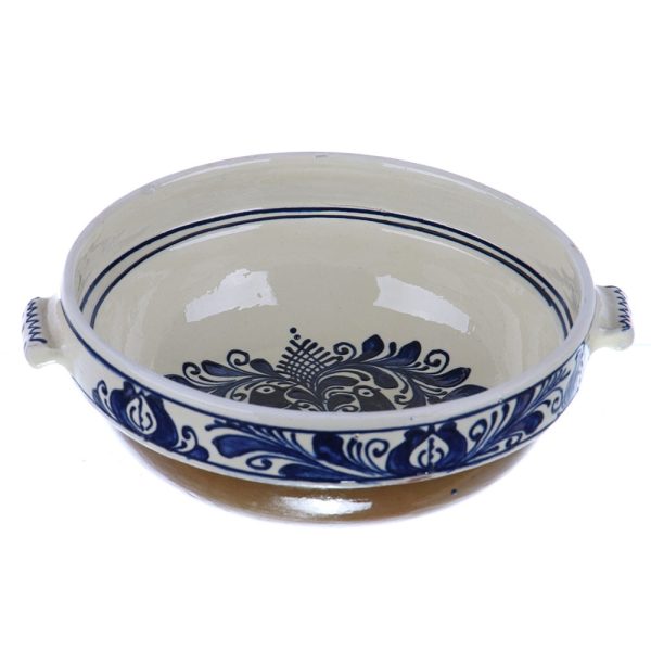 Castron cu manere ceramica traditionala albastra de Corund 20 cm
