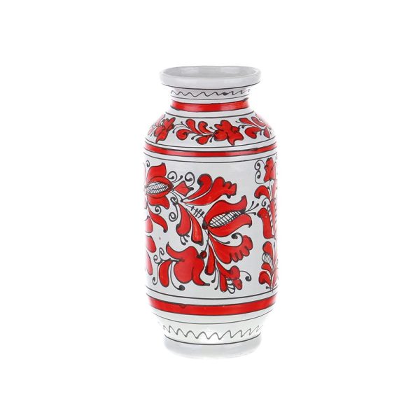 Vaza ceramica rosie de Corund nesmaltuita 22 cm