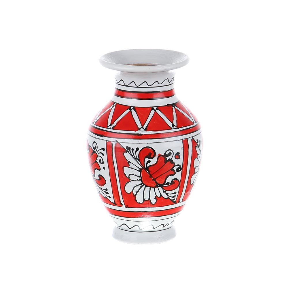 Vaza decorativa ceramica rosie de Corund nesmaltuita 14 cm Vaza decorativa ceramica rosie de Corund nesmaltuita 14 cm