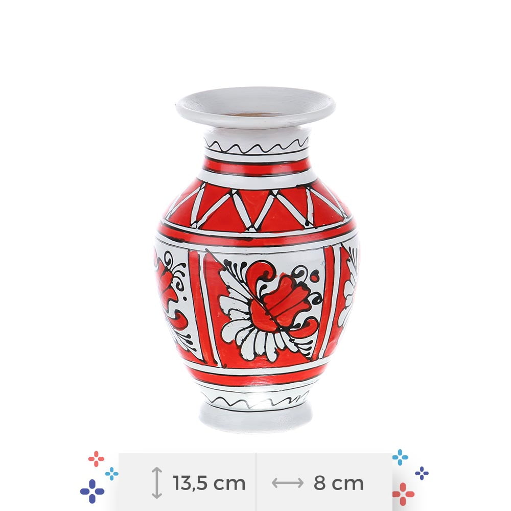 Vaza decorativa ceramica rosie de Corund nesmaltuita 14 cm Vaza decorativa ceramica rosie de Corund nesmaltuita 14 cm
