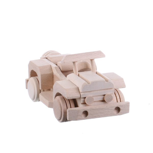 Jucarie din lemn necolorata model masina clasica decapotabila