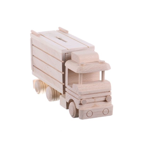 Jucarie din lemn camion transport cu vagon