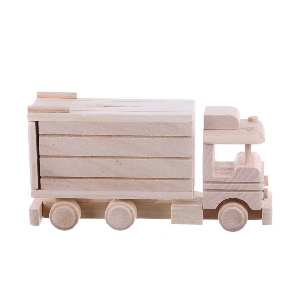 Jucarie din lemn camion transport cu vagon