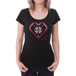 Tricou Femei Inima Învie Tradiția alb/negru