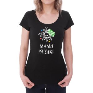 Tricou femei Muma Pădurii Învie Tradiția alb/negru