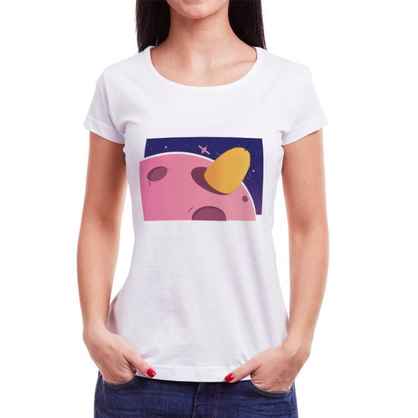 Tricou femei Căpița pe Luna Roz Învie Tradiția alb/negru