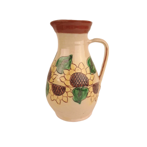 Carafa de vin din ceramică Kuty Botoșani 1,25 l - model floarea soarelui