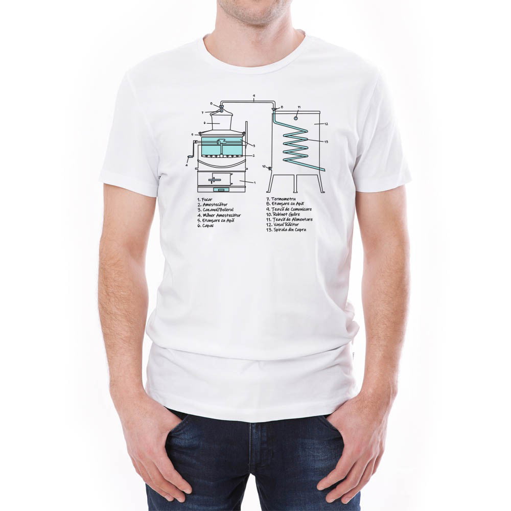 Tricou bărbați cazanul de țuică Învie Tradiția alb/negru Tricou bărbați cazanul de țuică Învie Tradiția alb/negru