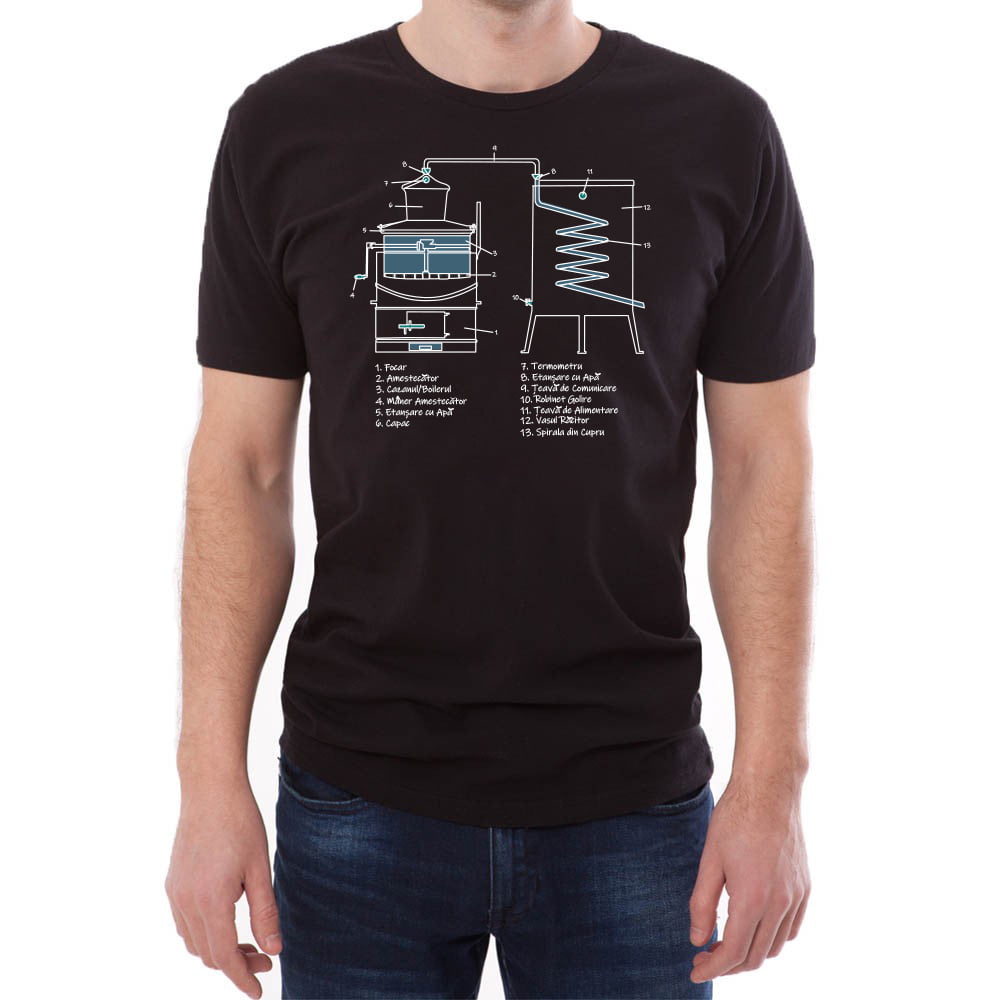 Tricou bărbați cazanul de țuică Învie Tradiția alb/negru Tricou bărbați cazanul de țuică Învie Tradiția alb/negru