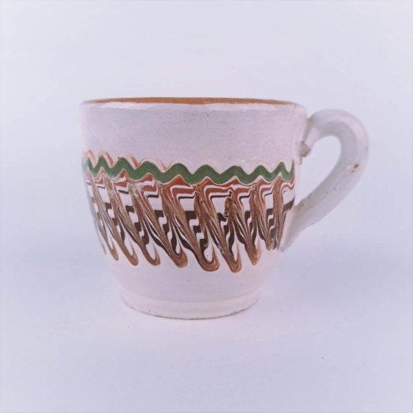 Cana din ceramică de Horezu 120-150 ml - alb-crem