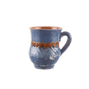 Cana din ceramică de Horezu 150-200 ml - albastru/maro
