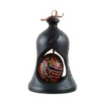 Clopot ceramica neagra de Marginea cu ou incondeiat manual 13x9 cm