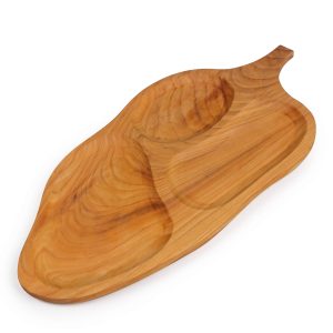 Platou din lemn pentru servire aperitive în formă de frunză - 26 x 52 cm Platou din lemn pentru servire aperitive în formă de frunză - 26 x 52 cm
