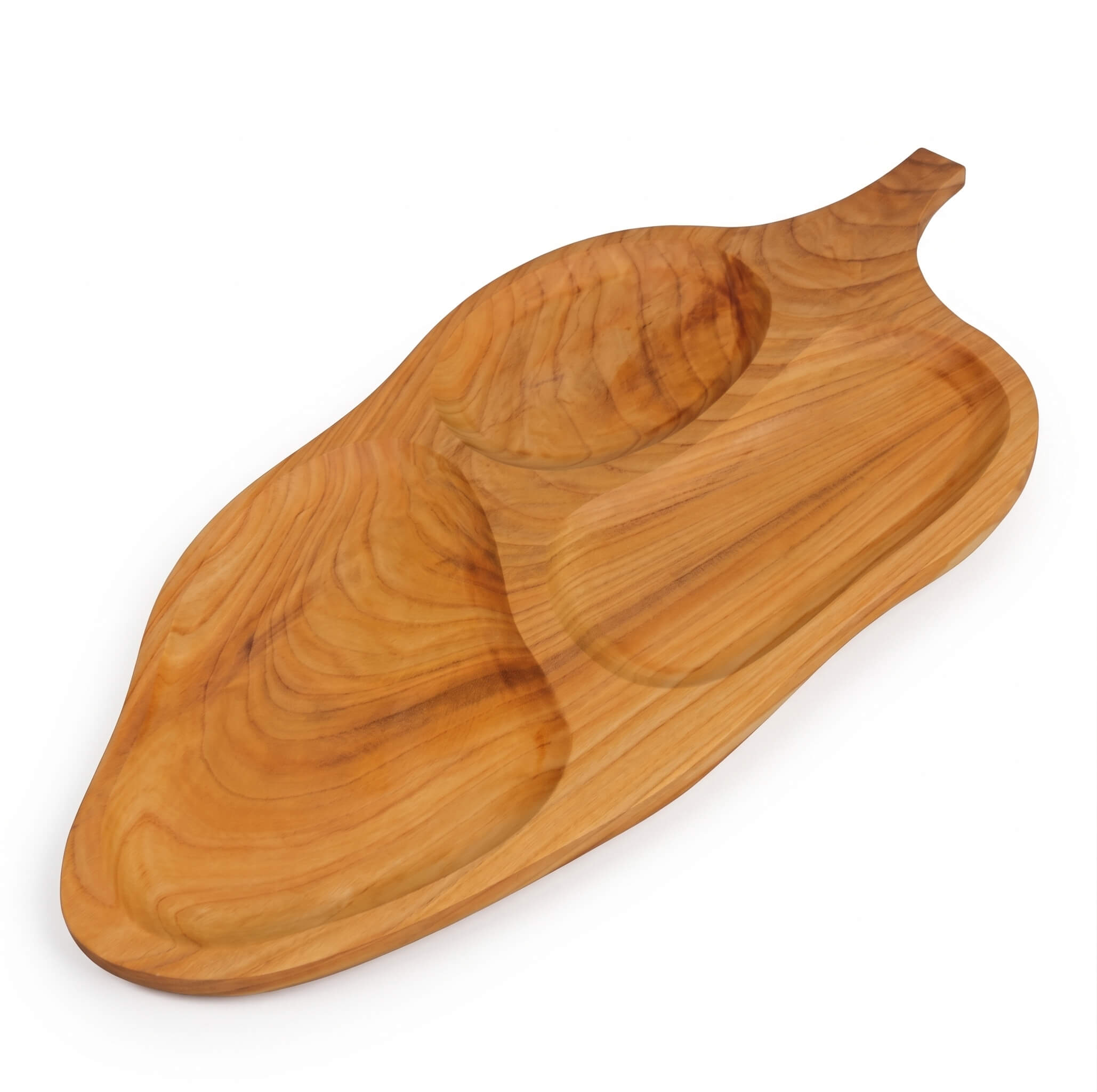 Platou din lemn pentru servire aperitive în formă de frunză - 26 x 52 cm Platou din lemn pentru servire aperitive în formă de frunză - 26 x 52 cm