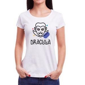 Tricou femei Dracula Învie Tradiția alb/negru