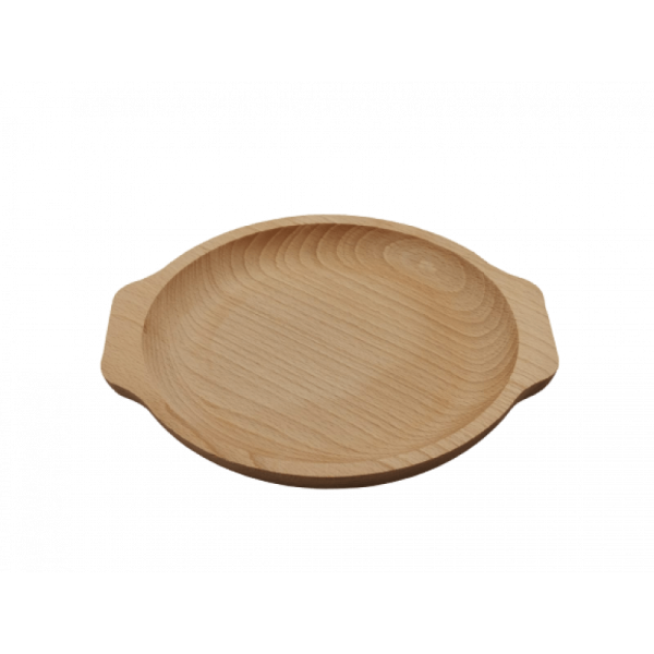 Farfurie din lemn de fag, cu mânere, diametru 21 cm