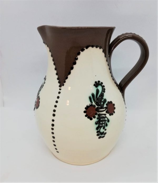 Carafă albă ceramică Sitar Baia Mare, capacitate 1.5 litri