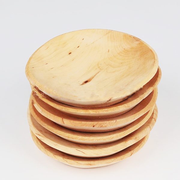 Set 6 farfurii rotunde din lemn pentru servit, diametru 15 cm