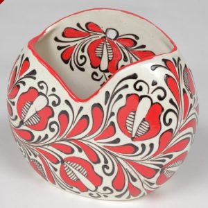 Suport linguri / palete rotund agatat perete ceramica rosie Corund 15x15 cm