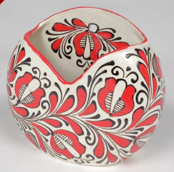 Suport linguri / palete rotund agatat perete ceramica rosie Corund 15x15 cm