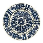 Farfurie traditionala ceramica albastra de Corund 30 cm, modele unicat