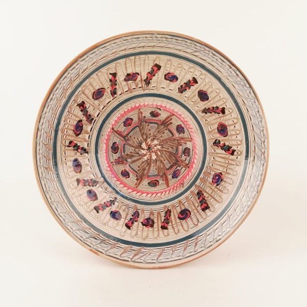 Farfurie Ceramica Horezu 31-33 cm - model unicat stea cu spice de grau