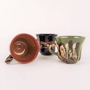 Ceasca ceramica smaltuita Corund 150 ml - verde, maro, negru