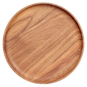 Platou rotund pentru servit din lemn, diametru 35 cm