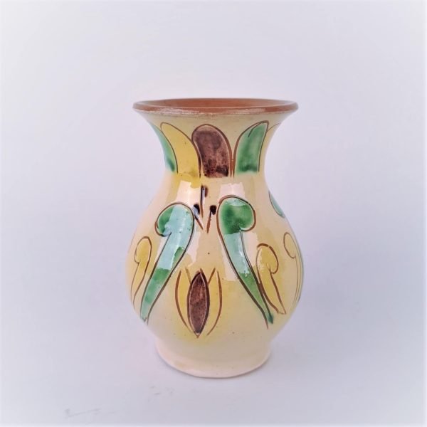 Vază mica din ceramică traditionala Kuty Botoșani - 12 cm - model lalea