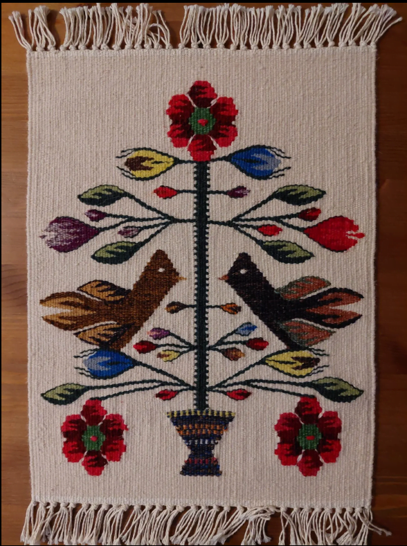 Carpeta tesuta manual - Pomul Vieții Tismana 43 x 33 cm