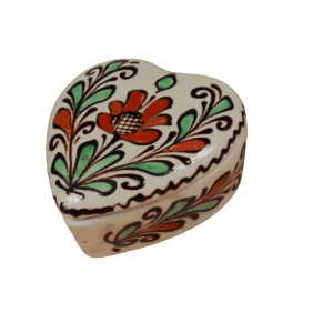 Bomboniera inimioara mica ceramica colorata de Corund - 9x9x4 cm