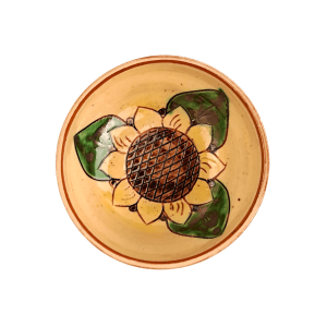 Castron mic din ceramica de Kuty Botosani - diametru 9 cm - model floarea soarelui