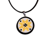 Colier cu medalion 3 cm motive traditionale cusut manual - floare galbena