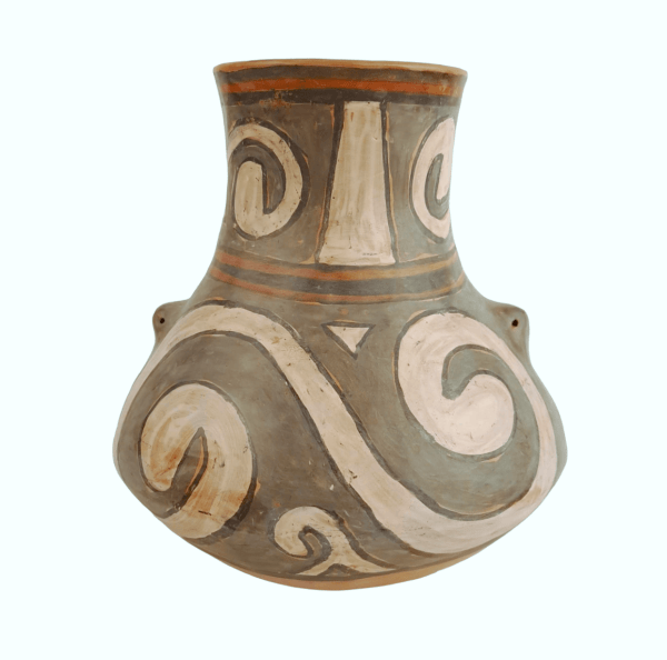 Vas decorativ tip vaza din ceramica de Cucuteni - 20 cm verde