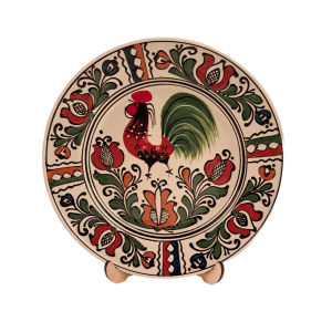 Farfurie traditionala ceramica colorata de Corund 24 cm - model cocos