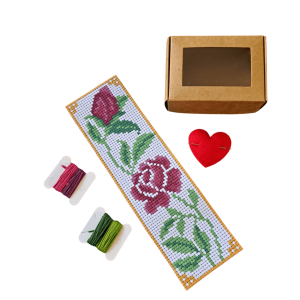 Kit de cusut - semn de carte pe etamina - diverse modele trandafiri