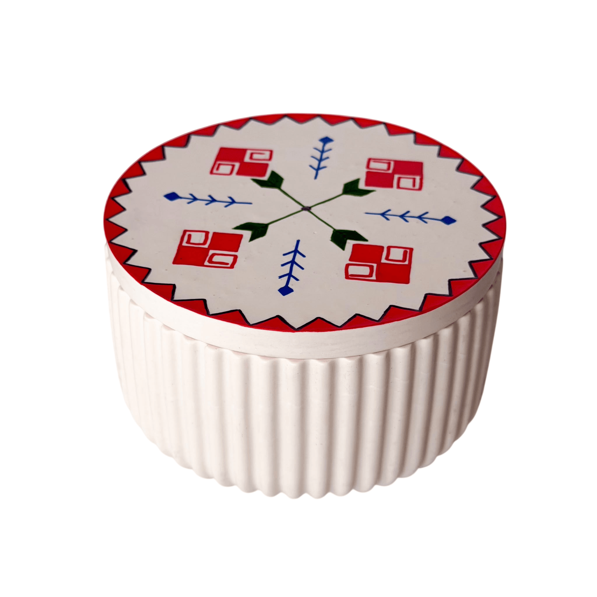 Cutie rotunda pentru bijuterii confectionata manual din jesmonite si pictata manual Cutie rotunda pentru bijuterii confectionata manual din jesmonite si pictata manual