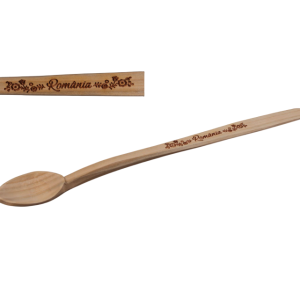 Lingurita lemn cu coada lunga gravata manual - 26 cm