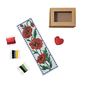 Kit de cusut semn de carte pe etamina - Maci