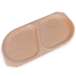 Platou pentru servit din lemn, cu doua compartimente, 23x43 cm Platou pentru servit din lemn, cu doua compartimente, 23x43 cm