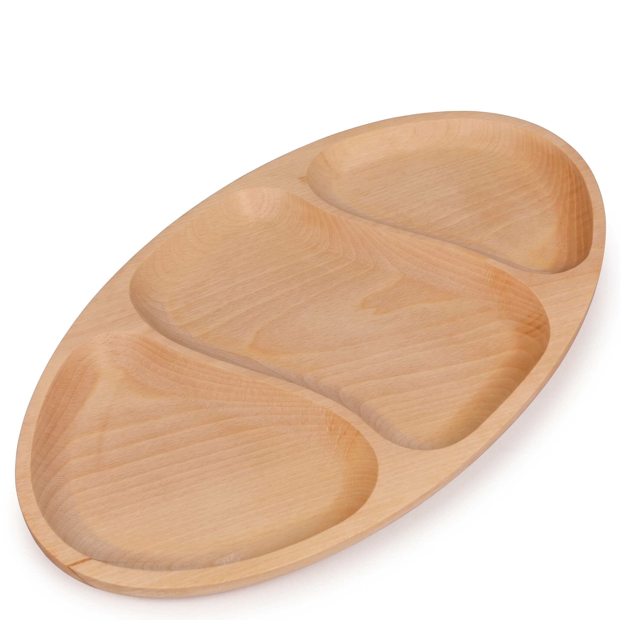 Platou din lemn oval cu trei compartimente, 26x46 cm Platou din lemn oval cu trei compartimente, 26x46 cm